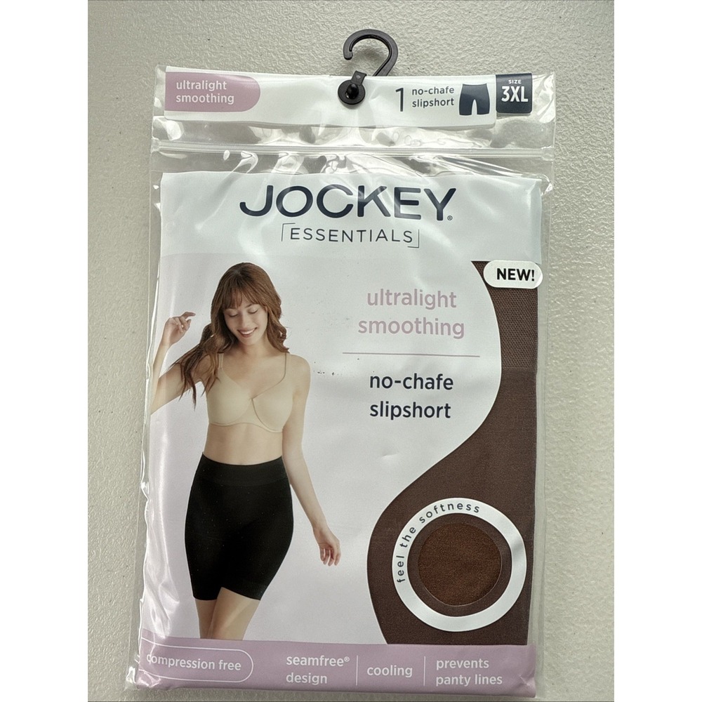 Jockey Essentials Womens 3XL No Chafe Slipshort BROWN Ultralight Smoothing